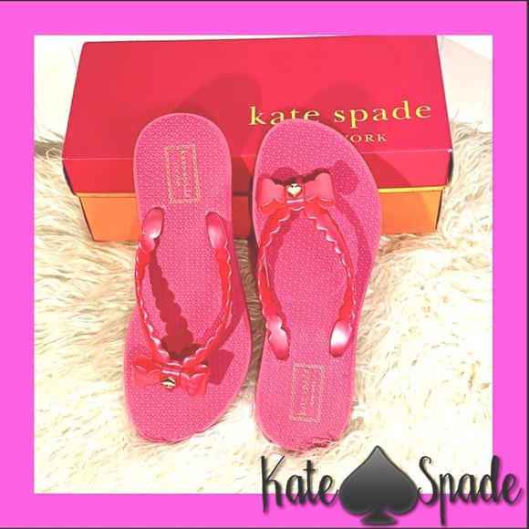 kate spade Shoes - Kate Spade Denise Bow Flip Flop, Pink & Gold, Size 7/8